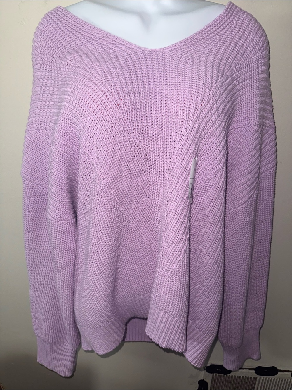 Sonoma Light Lavender Off-Shoulder Knit Sweater